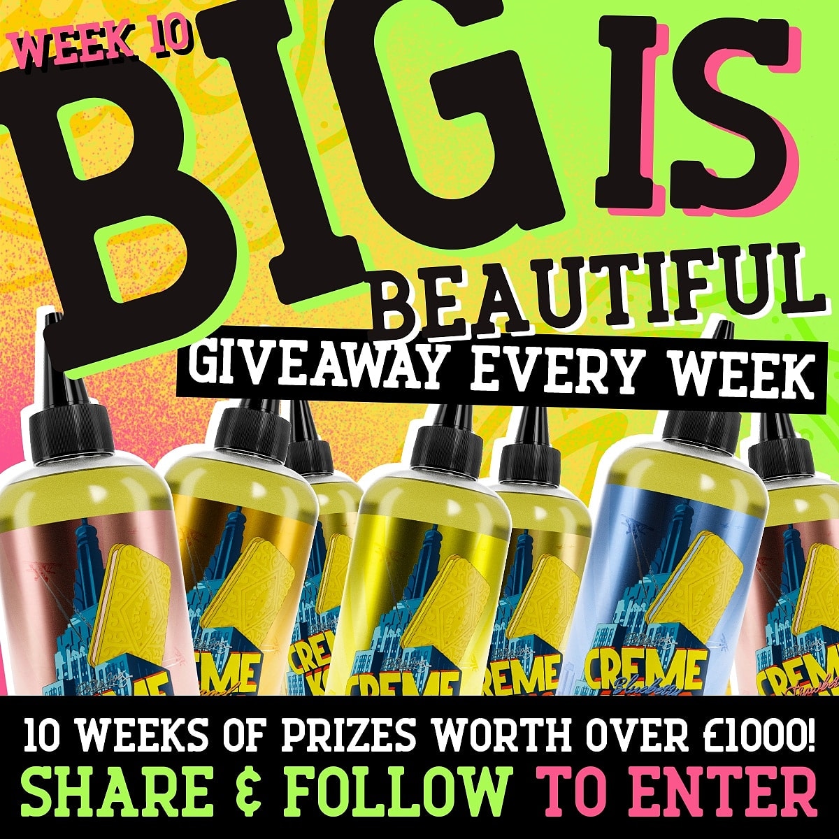 FINAL WEEK of our Big Is Beautiful Giveaway!

This Week win the full Creme Kong line in 200ml and a GEEKVAPE AEGIS!

Big is Beautiful!
#bigisbeautiful

LIKE & RETWEET TO ENTER 

#joesjuice #joesjuiceuk #giveaway #vapegiveaway #eliquidgiveaway