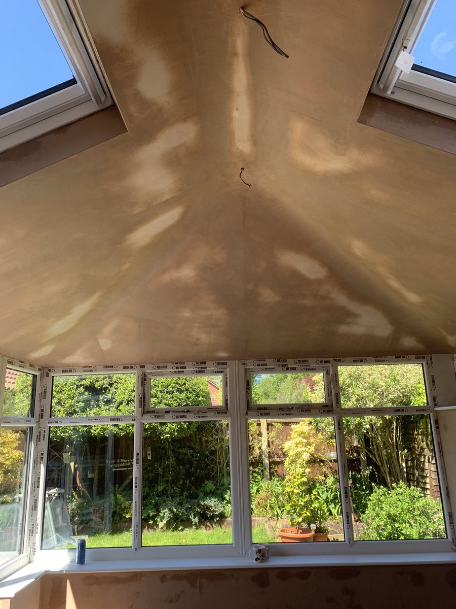 dwplastering's tweet photo. Conservatory skimmed out  
#dwplastering #plastering #plasterers #boarding #drylining #skimming #smooth #glassfinish #walls #ceilings #coving #krenders #rendering #monorender https://t.co/MHTV1RXrXz