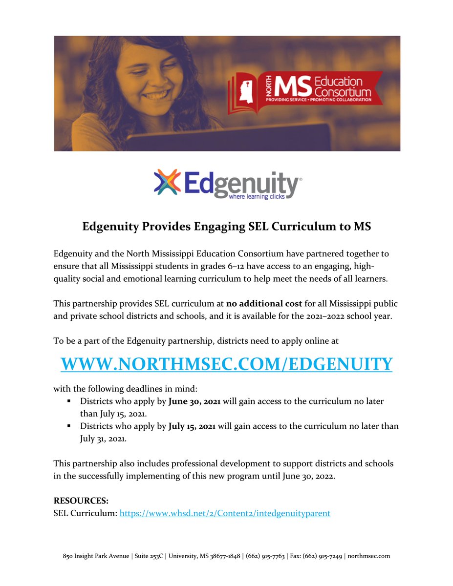 We’ve partnered with Edgenuity to offer all MS public and private school districts and schools serving grade 6-12 access to engaging, high-quality social and emotional learning (SEL) curriculum at no cost.