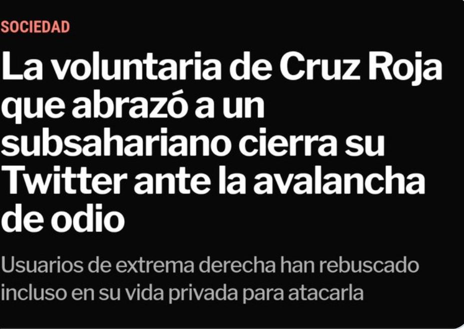Cristina Segui, denunciada por delito de odio 
 
La voluntaria de la Cruz Roja que consuela al inmigrante ha tenido que cerrar la cuenta por los insultos que estaba recibiendo de los fachas