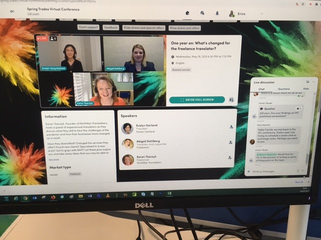 trados_erica's tweet photo. Inspiring stories being shared by @greenerwords @EvelynYGarland @ChemXlator
How have we coped, adapted, changed and gained going forwards after a challenging year?
#TradosVirtualConference @rwstrados https://t.co/th49Ygj6jc