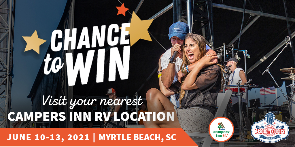 CCMFLive's tweet photo. Want to go to #CCMFLive this year? Visit select @CampersInnRV locations to enter for a chance to win two general admission passes! More info here >> https://t.co/v2QbiW49ia #CCMF2020 #CampersInn #CarolinaCountry https://t.co/9ELQ59cTa9