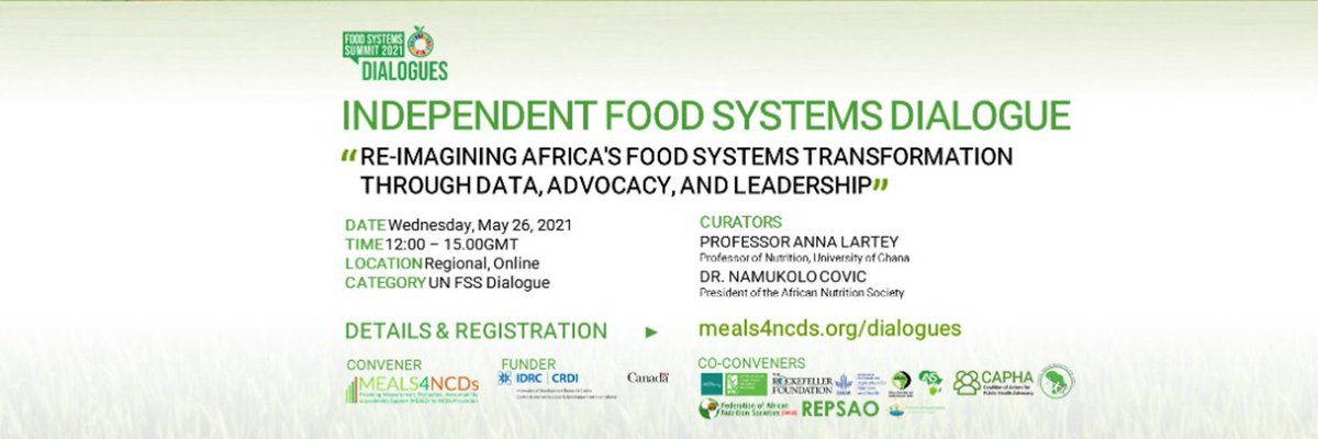1/2... & the big one is just 7 days away . A regional FS Dialogue co-convened by the @meals4ncds @anmatters #FANUS @CGIAR @aphrc #CAPHA #REPSAO @DFC_Program @RockefellerFdn #FS-TIP #CDIA @ANH_Academy @NEPAD_Agency et al and supported by @Prevention_IDRC @IDRC_ESARO