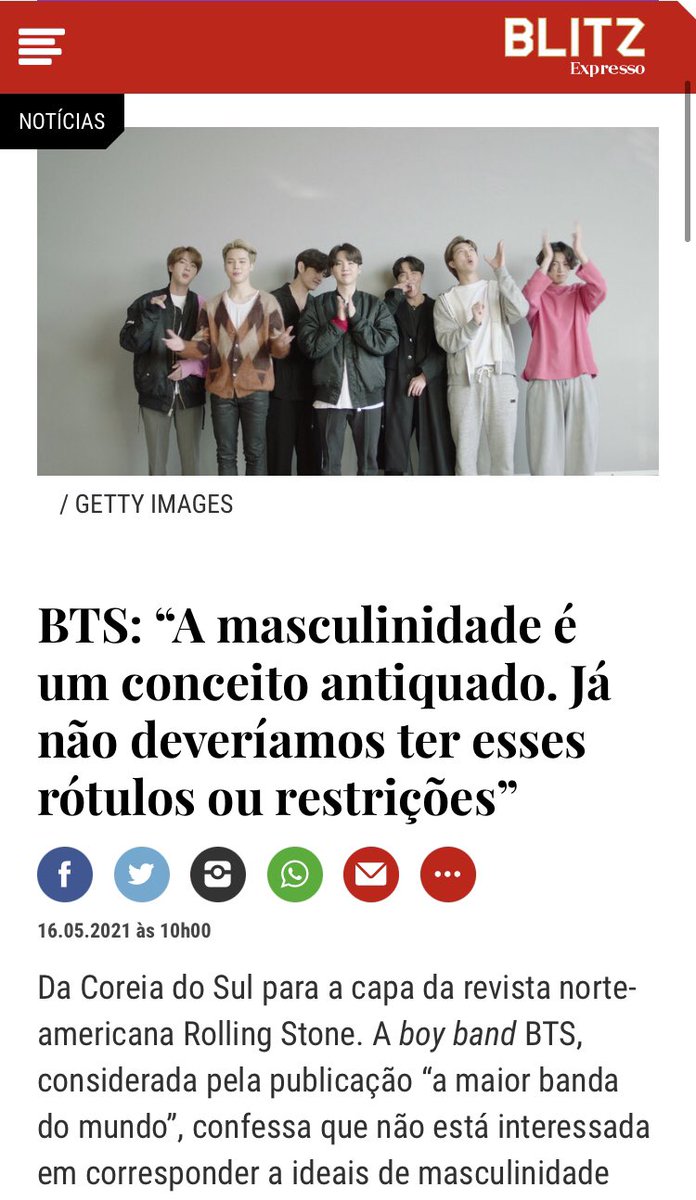 bangtan_express's tweet photo. A revista @blitz_twit publicou um artigo onde partilhou um excerto da entrevista do #RM à @RollingStone, onde este refere que a masculinidade é um conceito antiquado e que espera que o trabalho dos #BTS tenha impacto positivo na mudança de pensamentos!

🔗 https://t.co/oCB9ySG4Bh https://t.co/0ABcwiPENW