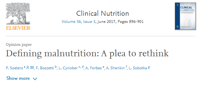 📌Informe de consenso reciente en #ClinicalNutrition: Defining malnutrition: A plea to rethink👇 
cutt.ly/vb2QiND