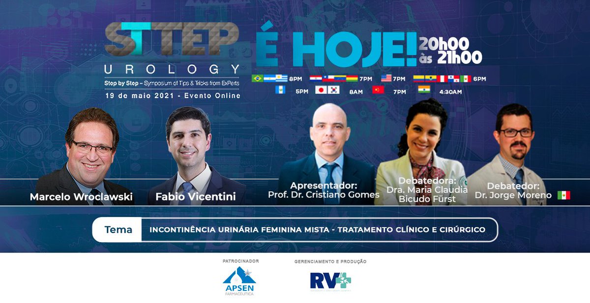 É HOJE! O STTEP Urology, que acontece de forma virtual às 20h, promete trazer respostas para questionamentos da área urológica por meio de aulas objetivas ministradas por referências da medicina.
<a href="/wroclawski_uro/">Marcelo Wroclawski</a> <a href="/VicentiniUro/">Fabio Vicentini 🇧🇷</a> 
INSCREVA-SE: sttep.com.br

#RVMAIS #STTEP