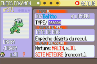 Baiitho's tweet photo. ✨Shiny Bagon✨after 1776 REs on Pokémon Sapphire ! I was quite amazed to have it second phase! 
Gen3 seems to like me a lot right now ! And so do I !🥰 https://t.co/dpB8hNwM5i