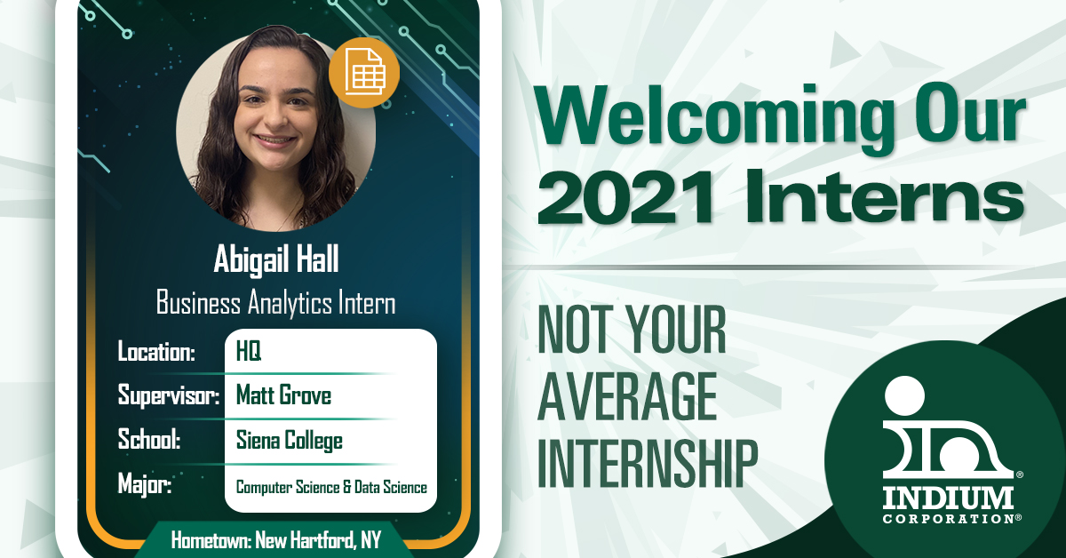 solder's tweet image. 2021 Intern Reveal # 2: Join us to welcome Abby Hall, the 2021 Business Analytics Intern from @SienaCollege! #NotYourAverageInternship