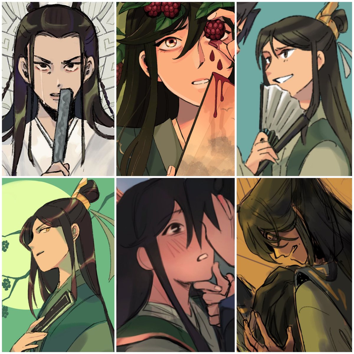 happy birthday nie huaisang i once again somehow did not have time to draw something specifically but i DID update my collages, so here's to another full calendar year of this guy 😔💚 