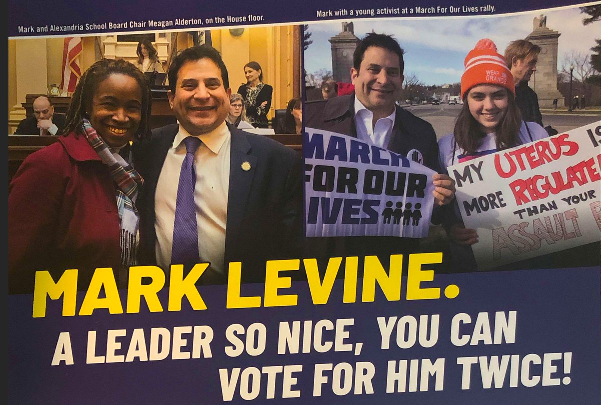 MichaelLeePope's tweet photo. Appearing on the ballot twice ain't easy. How can the House candidates also running for statewide office defend double filing? @DelegateMark #VAHD45 approaches it this way: "A leader so nice, you can vote for him twice" https://t.co/4Lu1ouhQsh