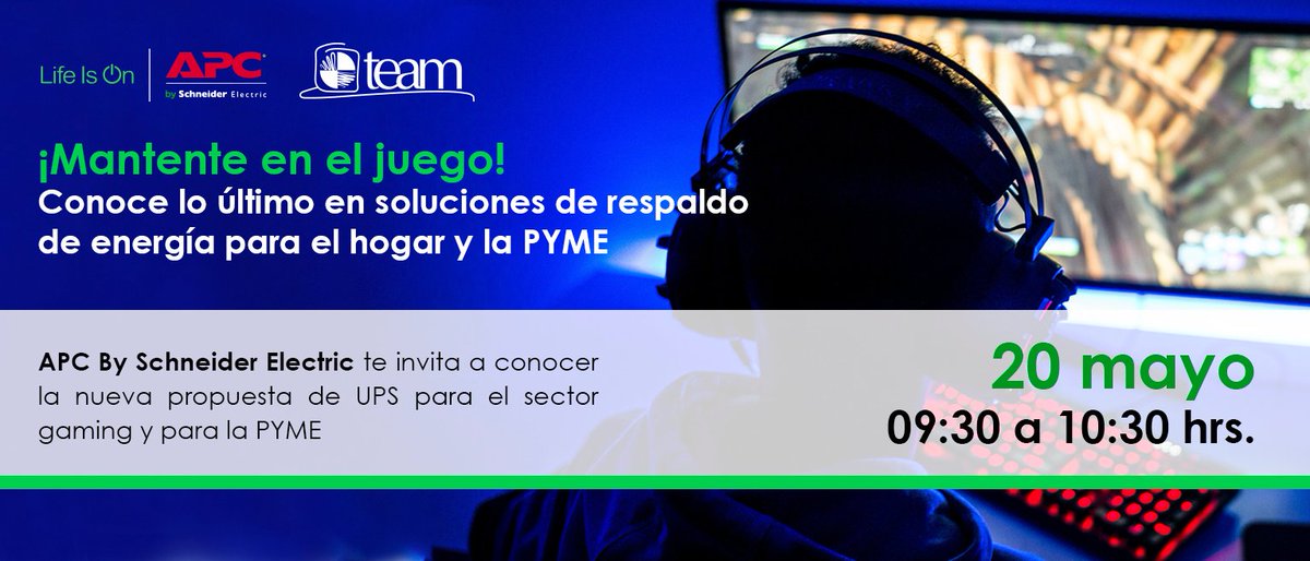 conexionteam's tweet photo. ¡Ya es mañana! @APCbySchneider te invita a mantenerte en el juego, conociendo la última propuesta de soluciones de energía para el hogar y la PYME. #Webinar 20-05-21 📅 9:30hrs ⏰
https://t.co/NcEwIgsxiy
Contactanos: 📲Whatsapp https://t.co/jYcB129oAM
#LifeIsOn #APCteam https://t.co/CoF7BVrZa6