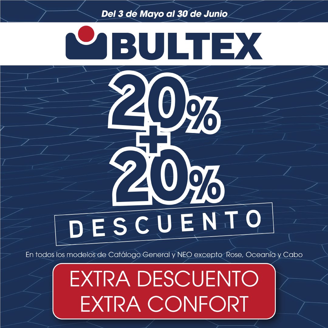 colchonvip's tweet photo. Recordar...Extra Confort...Extra Descuento, enBultex...corre la voz, esto es una oporunidad que no se puede dejar escapar......!!!
20% + 20% de Descuento en Bultex.
#Descuento #colchonesBultex #mejorPrecio #Ahorro #MejorCompra 
https://t.co/JhZ56tzwPw https://t.co/zOJL3DErFI