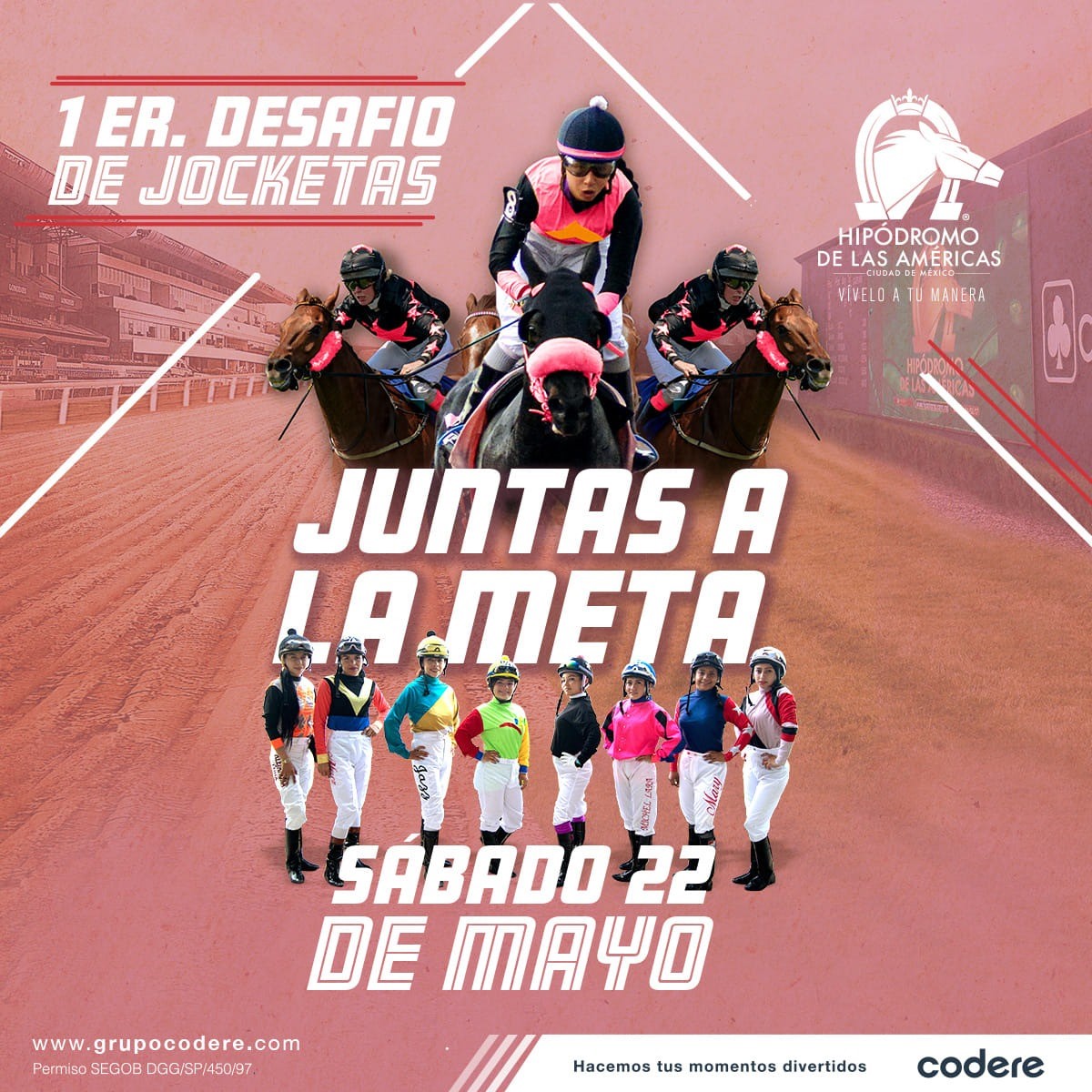 El Hipódromo de las Américas, Tendrá el próximo sábado 22 de Mayo la primera carrera de las #Jocketas. Estamos seguros que será una gran experiencia para nuestro público. #Grupocodere #HipodromodelasAmericas