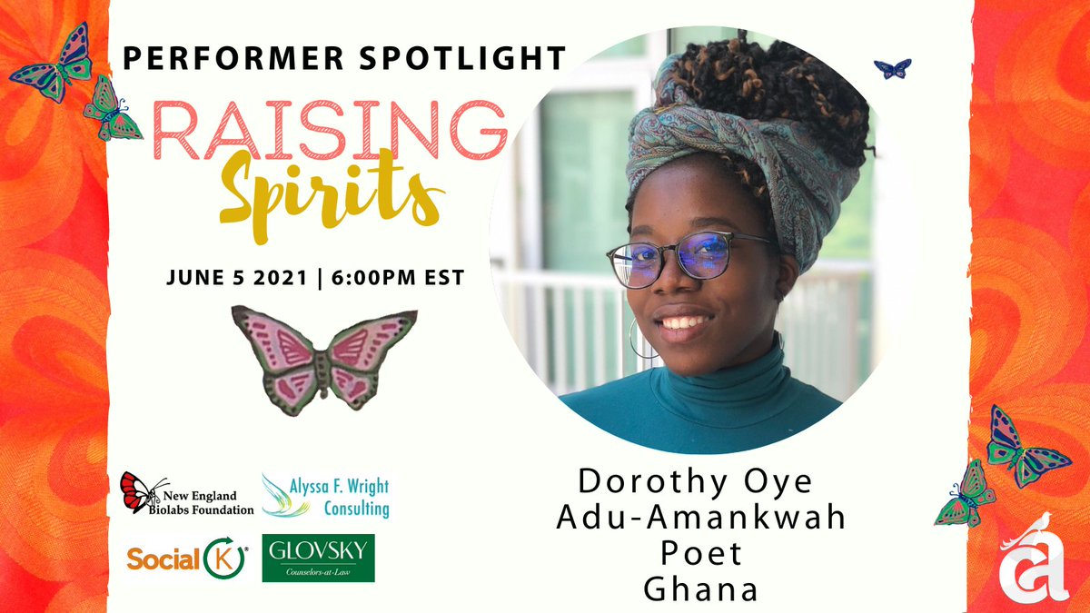 CreativeAction_'s tweet photo. Today’s #RaisingSpirits #performerspotlight is on #DorothyAduAmankwah. Her spoken word poetry shares themes of personal identity and artfully explores the complexity of humanity. Don’t miss her performance, get your tickets to this global festival today:https://t.co/Hj3NaQ43cj https://t.co/wEvhukmQq0