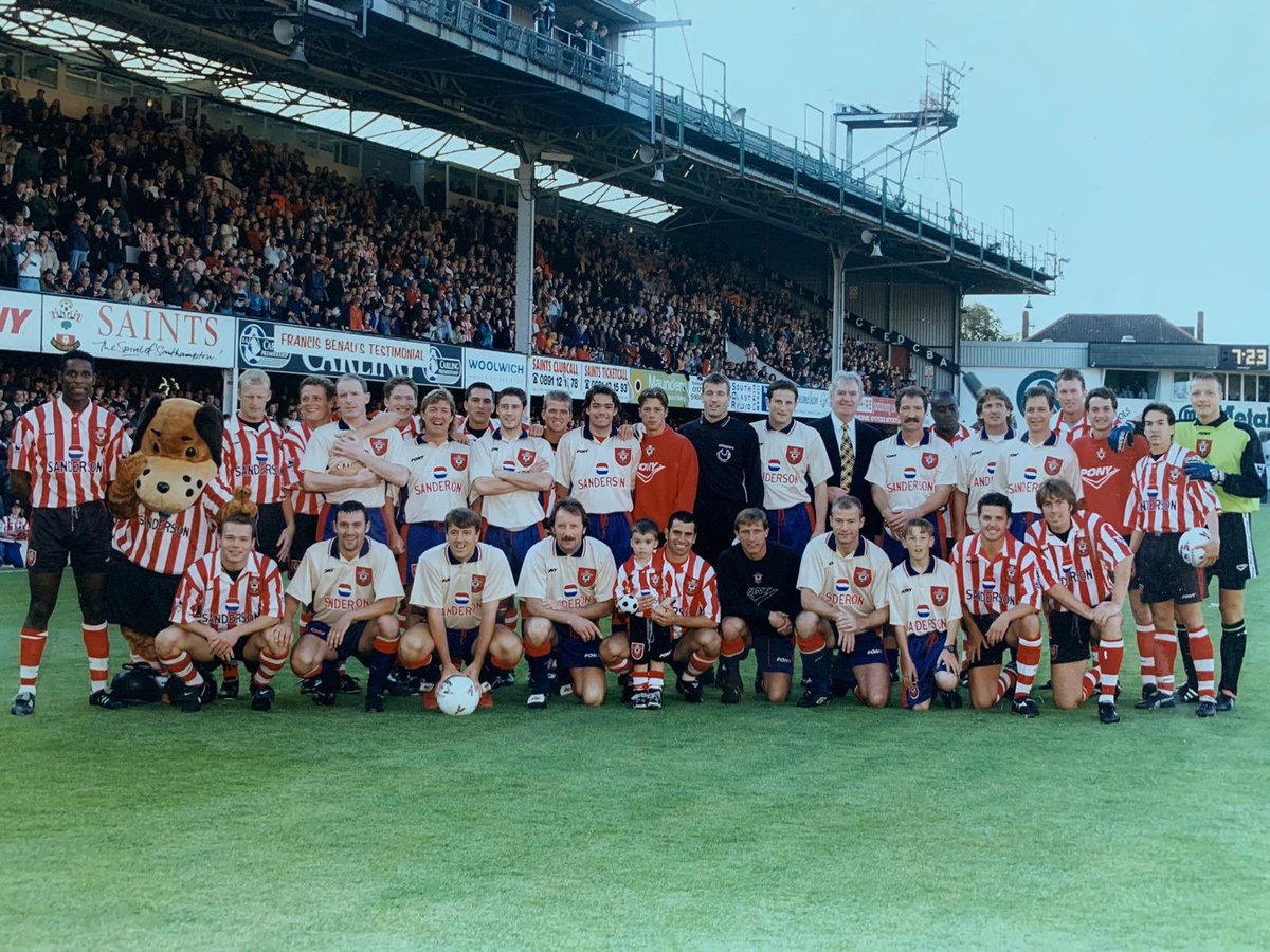 FrannyBenali's tweet photo. 20 years ago today we played our last competitive game at The Dell.
Holds so many special memories, including this one. My testimonial 😇
#SaintsFC https://t.co/Nkam9SgSMz