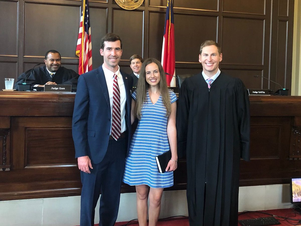 Wes Saunders was sworn-in as a new deputy commissioner at the Industrial Commission. The ceremonial session was held at the Court of Appeals on Monday. Pictured are Judge Gore, Wes Saunders, Judge Dillon, Laura Saunders, and Judge Griffin. Congratulations Wes!