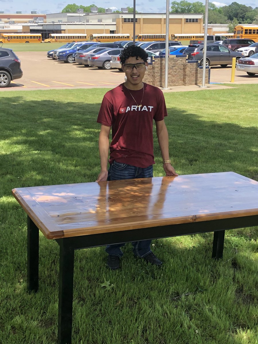 CHWoodTech's tweet photo. Martin’s Kitchen Table. Made from 2x6’s. Very proud of the job he did. https://t.co/E6ezaD9U2s