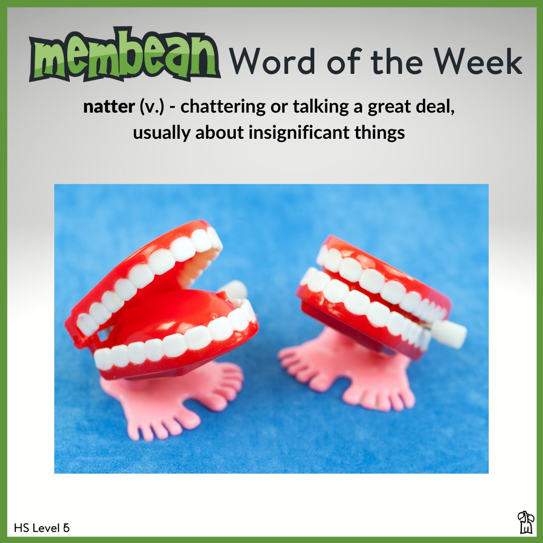 membean's tweet photo. Sometimes you just wanna tell someone else to stop the incessant nattering! Who's felt this way before? π€
#membean #thatsamembeanword #level6word #wordsforlife #vocabulary #personlizedlearning #differentiatedinstruction #2ndaryela #englishteacher #iteachenglish #lifelonglearner https://t.co/gZqbWERqnU