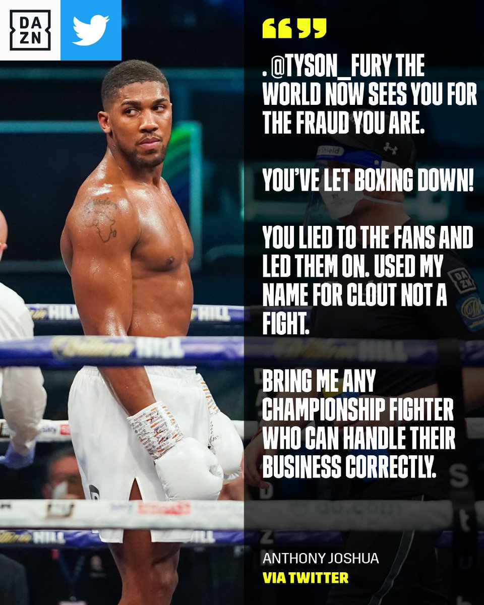 Dazn Boxing Anthony Joshua Doesn T Hold Back On Tyson Fury Dazn Boxing Anthony Joshua Doesn T Hold Back On Tyson Fury