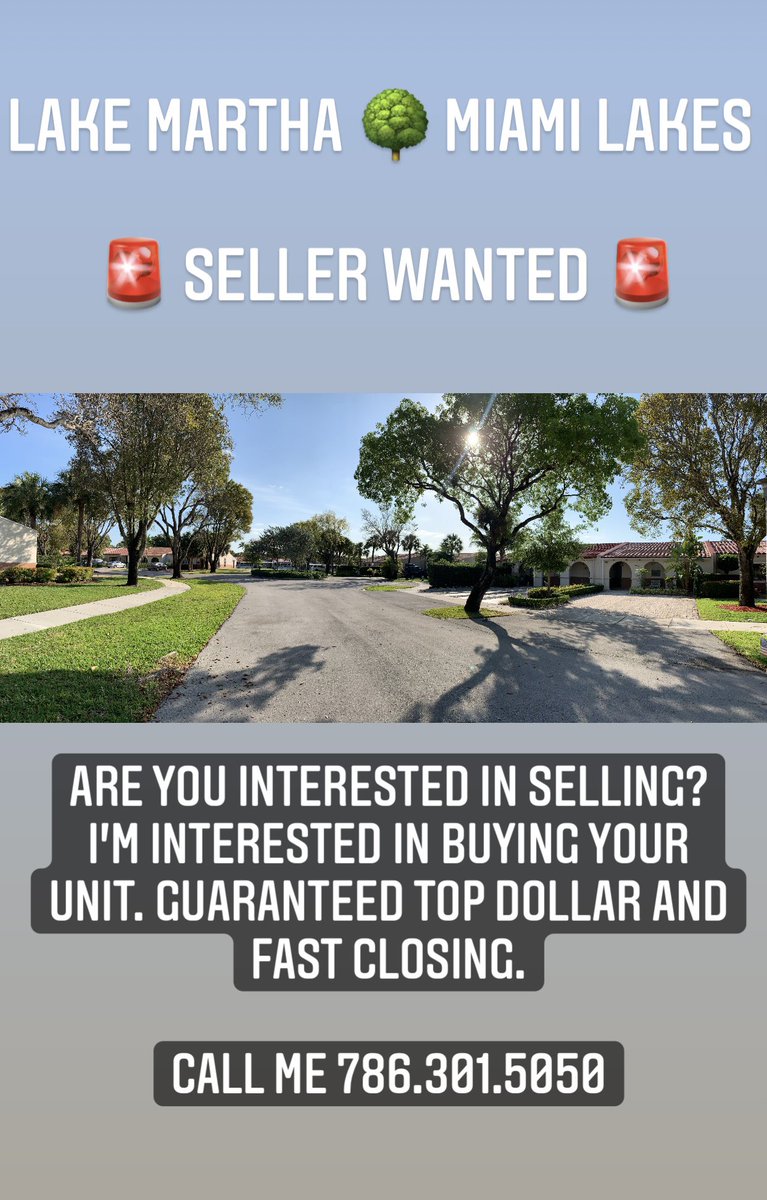 Sellers wanted in Lake Martha. #miamilakes #lakemartha #townofmiamilakes #iheartmiamilakes