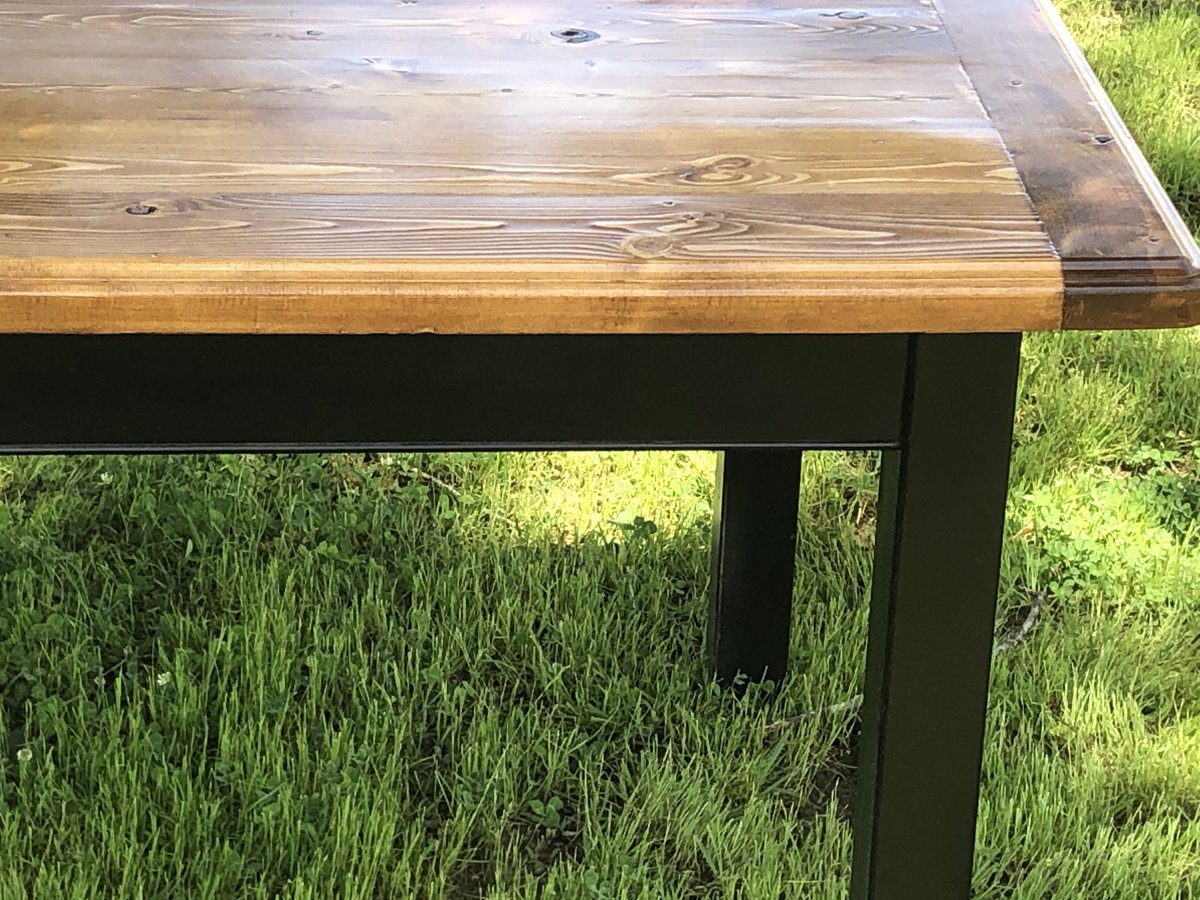 CHWoodTech's tweet photo. Martin’s Kitchen Table. Made from 2x6’s. Very proud of the job he did. https://t.co/E6ezaD9U2s
