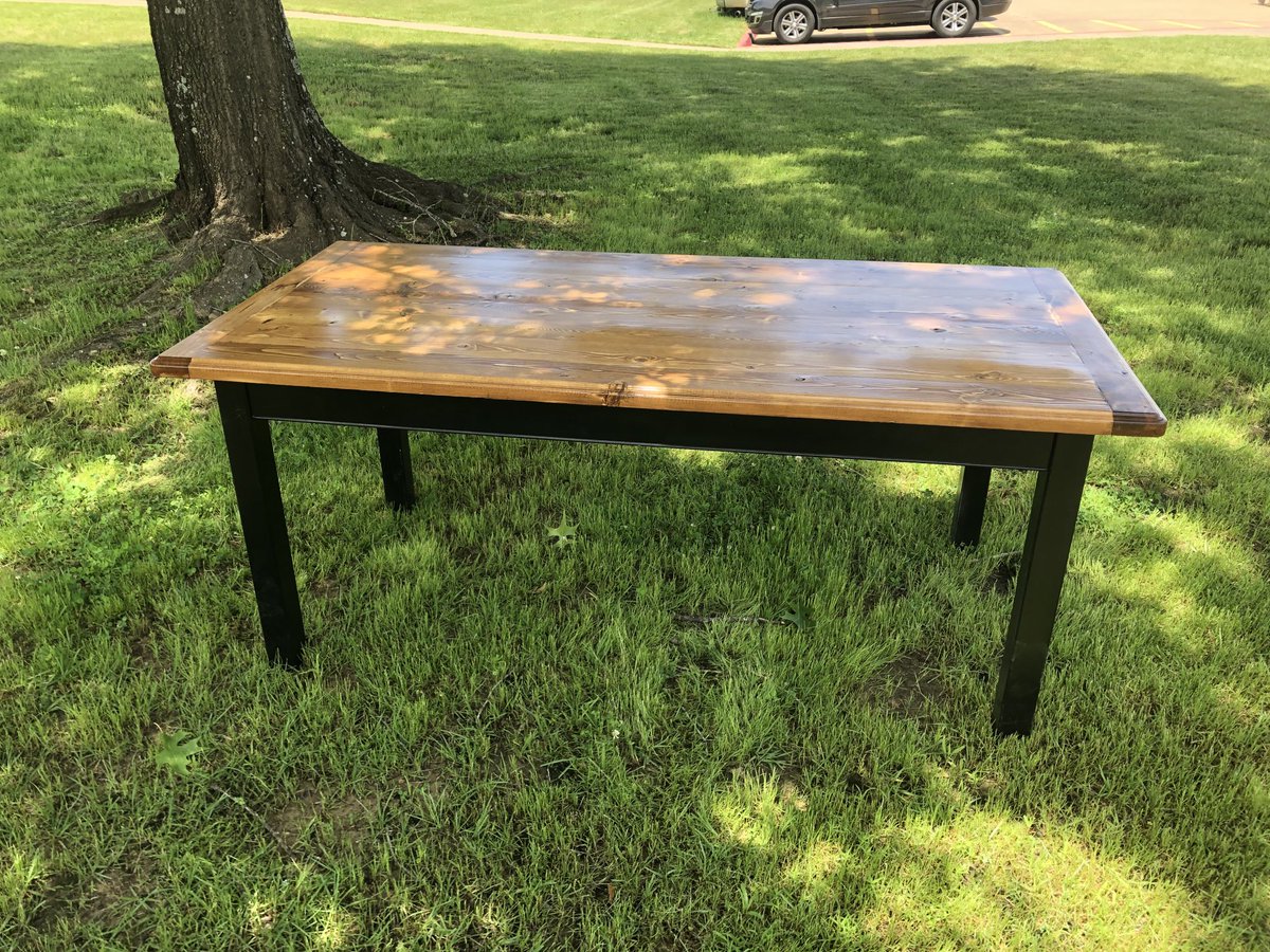 CHWoodTech's tweet photo. Martin’s Kitchen Table. Made from 2x6’s. Very proud of the job he did. https://t.co/E6ezaD9U2s
