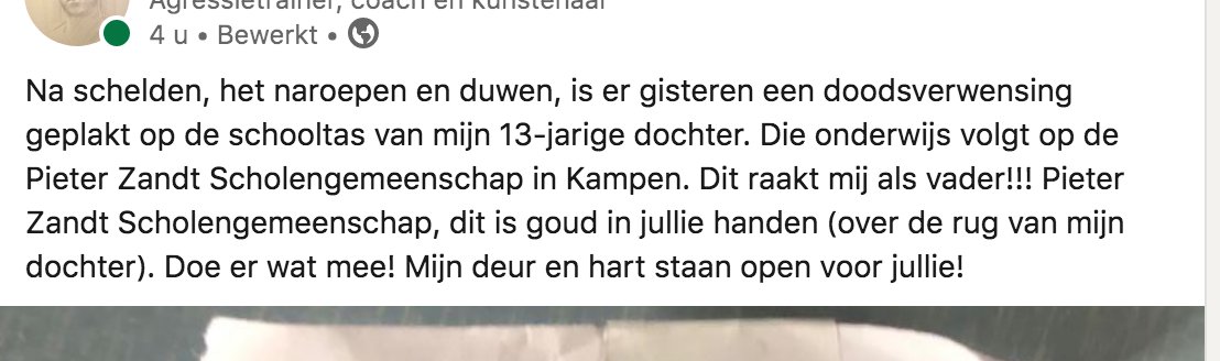 - 🙄 meisje van 13 
- het prachtige baby'tje wat ik ooit fotografeerde 
- kleinkind van bootvluchtelingen 
- krijgt dit op haar tas geplakt. 

Gaat lekker in de refo-bubble...

linkedin.com/feed/update/ur…)