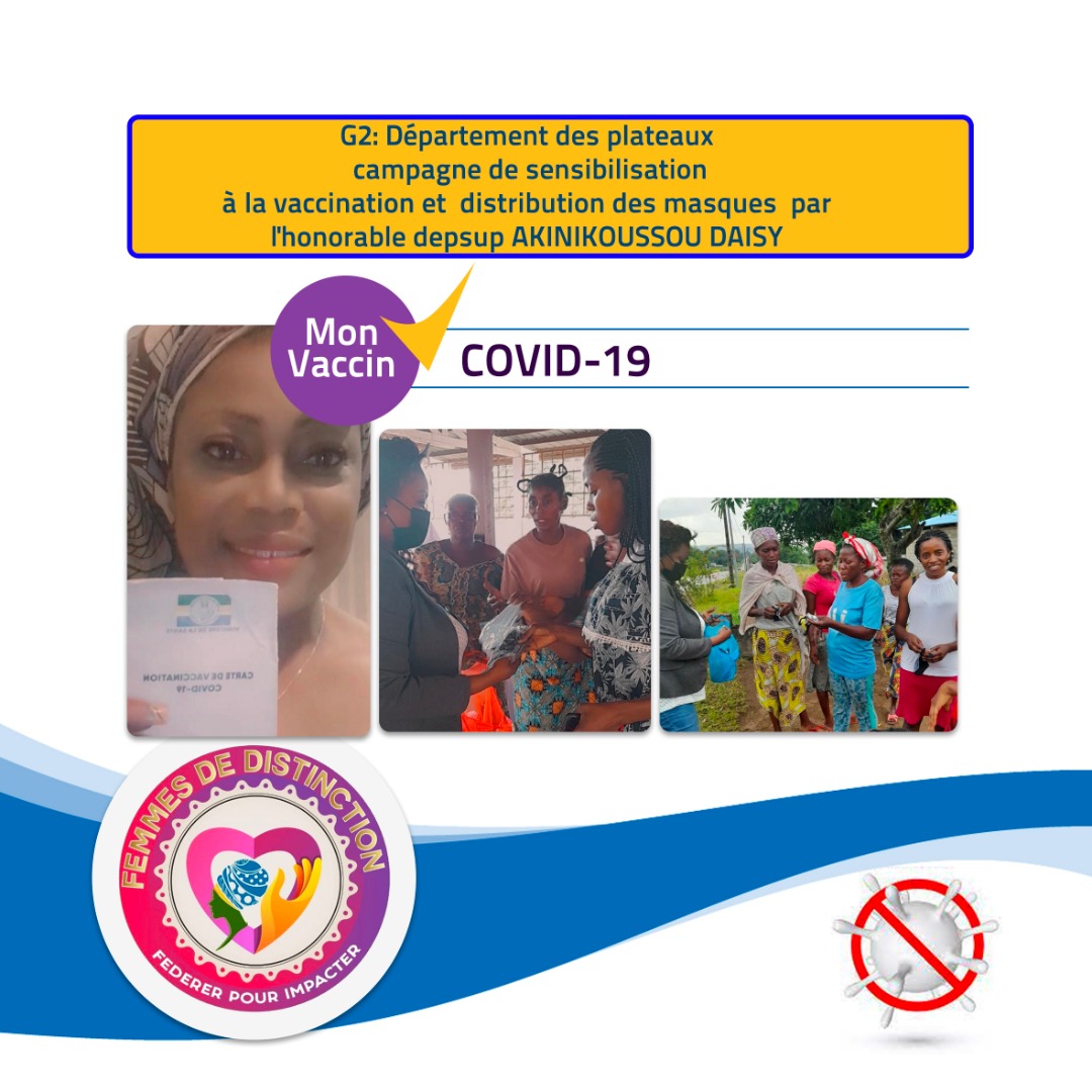 C'est parce que le non-respect des mesures barrières  est un vecteur de propagation de la covid-19 que l'honorable deputé suppléante Alexie Daisy #AKINIKOUSSOU  présidente de L'ONG #FEMMES de #DISTINCTION

@PresidentAbo2023
<a href="/Sylviabongo/">Sylvia Bongo Ondimba</a> 
<a href="/BongoMalika/">MALIKA Bongo epse Pereira</a> 
<a href="/BongoValentin/">Génération Noureddin Bongo Valentin</a> 
<a href="/AkiniDaisy/">AKINIKOUSSOU Daisy des plateaux bateké</a>