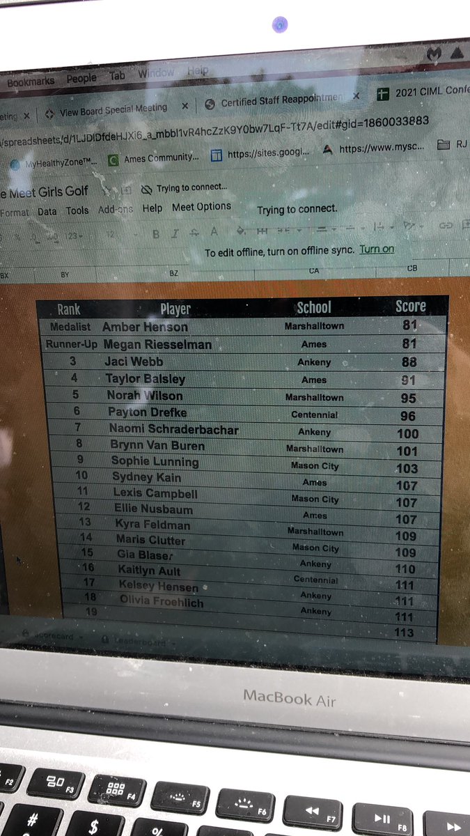 AmesHighGolf's tweet photo. Ames ends up tying Marshalltown as a team and ends up short on the 5th score and takes second! Way to go ladies! Megan first, Taylor 4th, Sydney 10th, Ellie 12th! https://t.co/2GmXCIxamQ