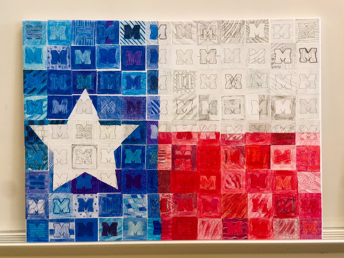 MrsKArtClass's tweet photo. We gifted our awesome principal and assistant principal with some fun @MidwayISD “M” collages!! Just a small “Thank you” for all they do for our school especially this year! 
@MISDRiverValley https://t.co/PiRTLAzZ5E