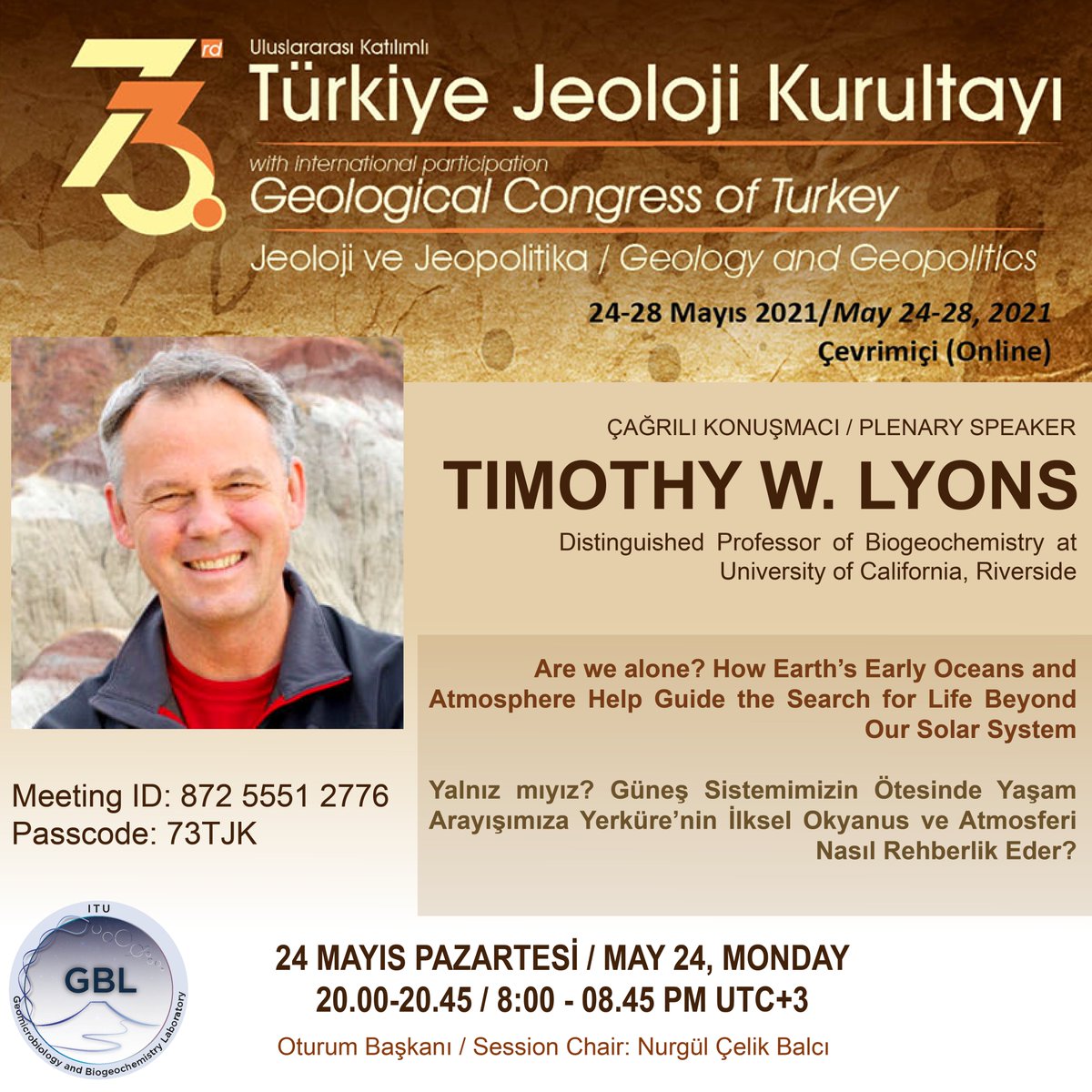 itugbl's tweet photo. Uluslararası katılımlı 73. Türkiye Jeoloji Kurultayı 24 Mayıs'ta başlıyor!
73rd Geological Congress of Turkey begins on May 24th! https://t.co/2tUVIC6Ys0