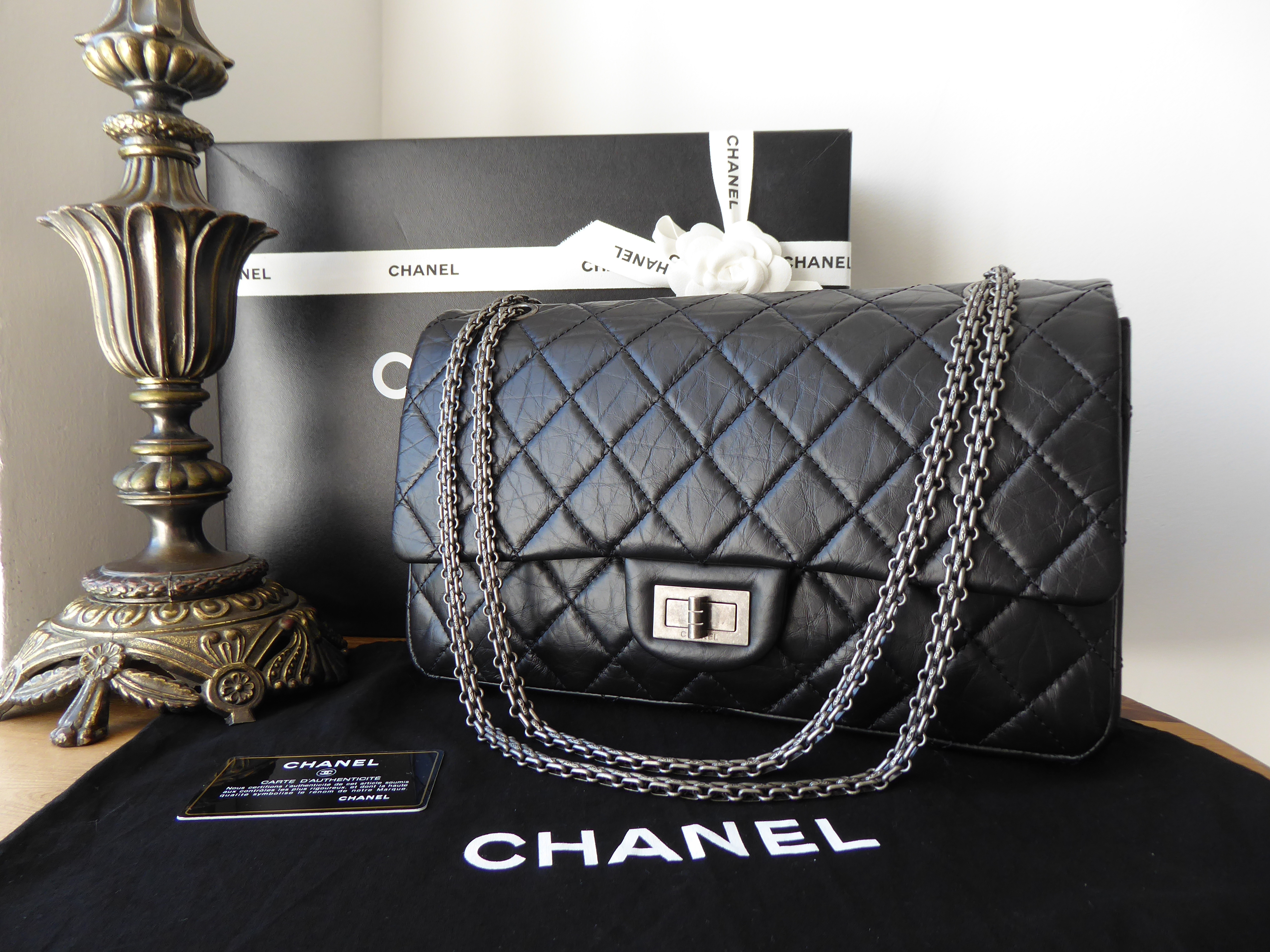 Naughtipidgins Nest on X: Chanel Reissue 227 Maxi 2.55 Flap in Black Aged  Calfskin with Ruthenium Hardware >    / X