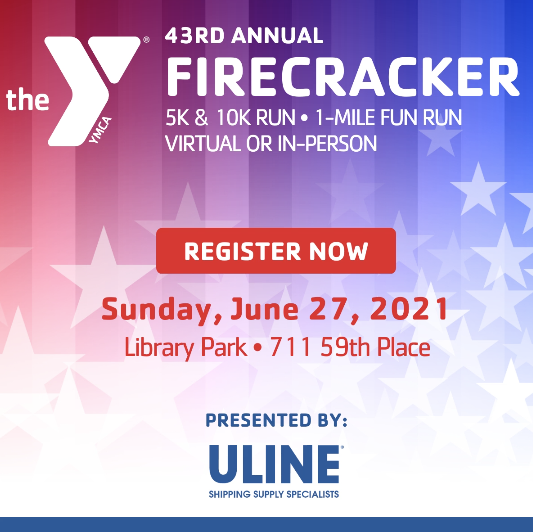 Primary Text: We're BACK! Don't miss the 2021 YMCA Firecracker 5k &amp; 10K Run, Sunday, June 27. The first 300 registrations receive participation medals &amp; t-shirts!🥇 Start the summer off with a blast with the YMCA. #Firecracker #RunSwag #Runners bit.ly/344WKL3