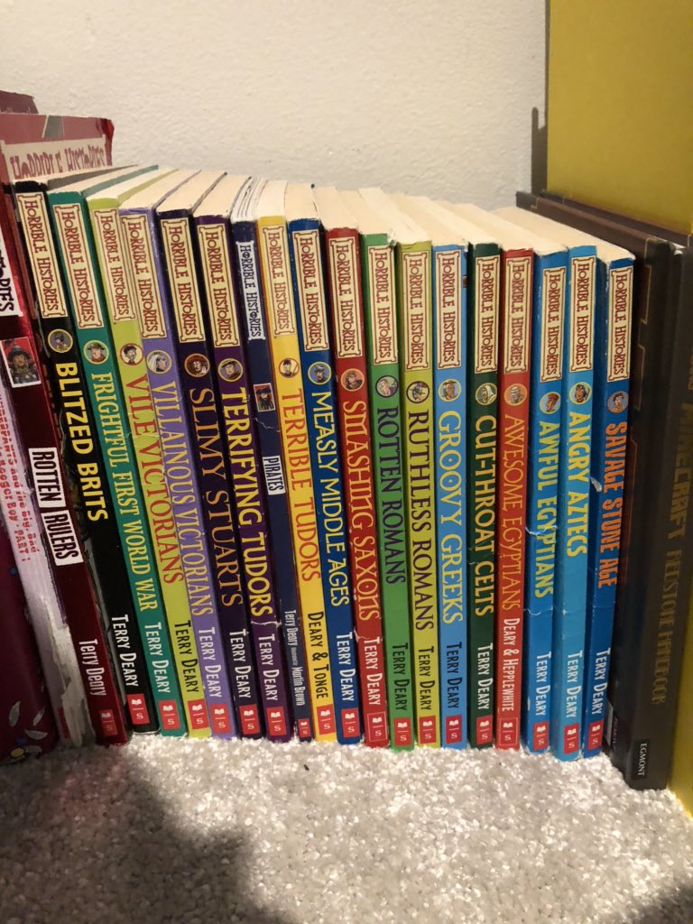 SomersetBear's tweet image. This evening I’m laid on Will’s floor looking at his #HorriblyHistory books. He wants to put them in age order. I won’t lie it’s worrying me that I’m going to get this wrong. This shouldn’t be this hard. #historyhelp @thehistoryguy @HistoryHit @HistoryExtra #history