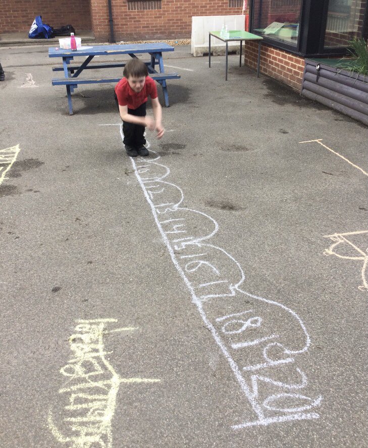 NorthDuffieldSc's tweet photo. Class 3 made the most of the dry weather this morning by taking their #maths lesson outside for #NationalNumeracyDay. Activities such as these support our #depthoflearning approach and show that children learn best by ‘doing’. https://t.co/sSebkfFn6C