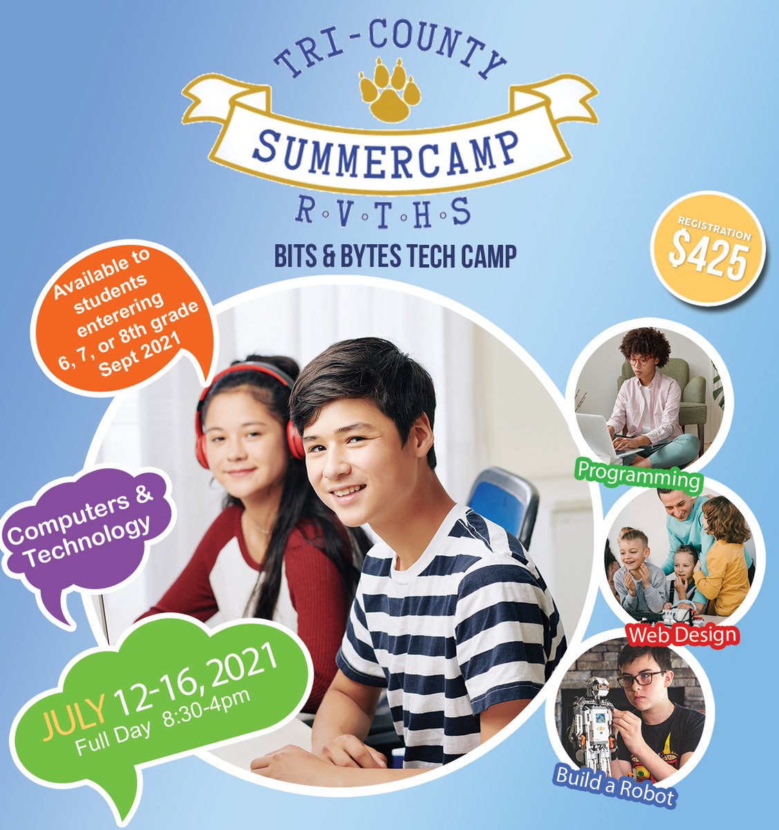 TriCountyRVTSD's tweet photo. MIDDLE SCHOOL STUDENTS WELCOME! Do you have a child interested in tinkering with technology? Help them get a jump-start in the Computer Science industry, or simply get more familiar with using technology. Click here to learn more about registration: https://t.co/3Q6Ni9CIeA https://t.co/JZNlLbvcBn