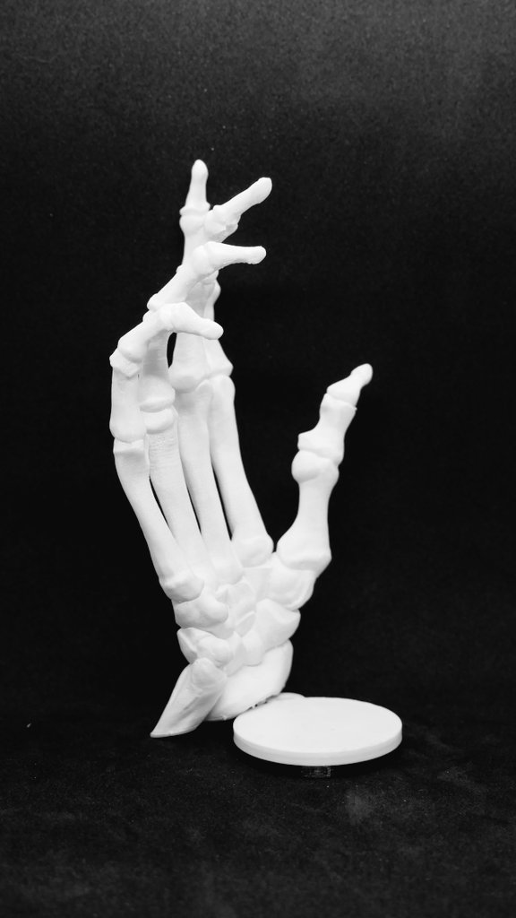 de3dprintman's tweet photo. This Bone Hand can be mounted to the wall and used as a coat hanger so I used the new #Liqcreate #CompositeX and printed it in 50 micron layers on the #PrusaSL1 by @Prusa3D. Composite-X is one of the hardest available photopolymers on the market so this prin must last a long time https://t.co/pAQHhusL38