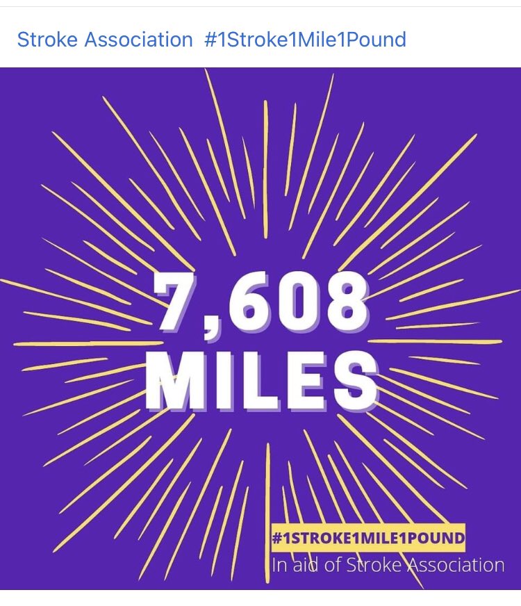 We’ve only gone and smashed the target miles with 2 weeks to go! So proud of the increbible effort by the <a href="/CAVUHB/">CardiffandVale UHB</a> Stroke service team their families and stroke survivors. Let’s keep this momentum going. £18000 raised so far for <a href="/TheStrokeAssoc/">Stroke Association</a> let’s see how far we can go! 🙌🌟