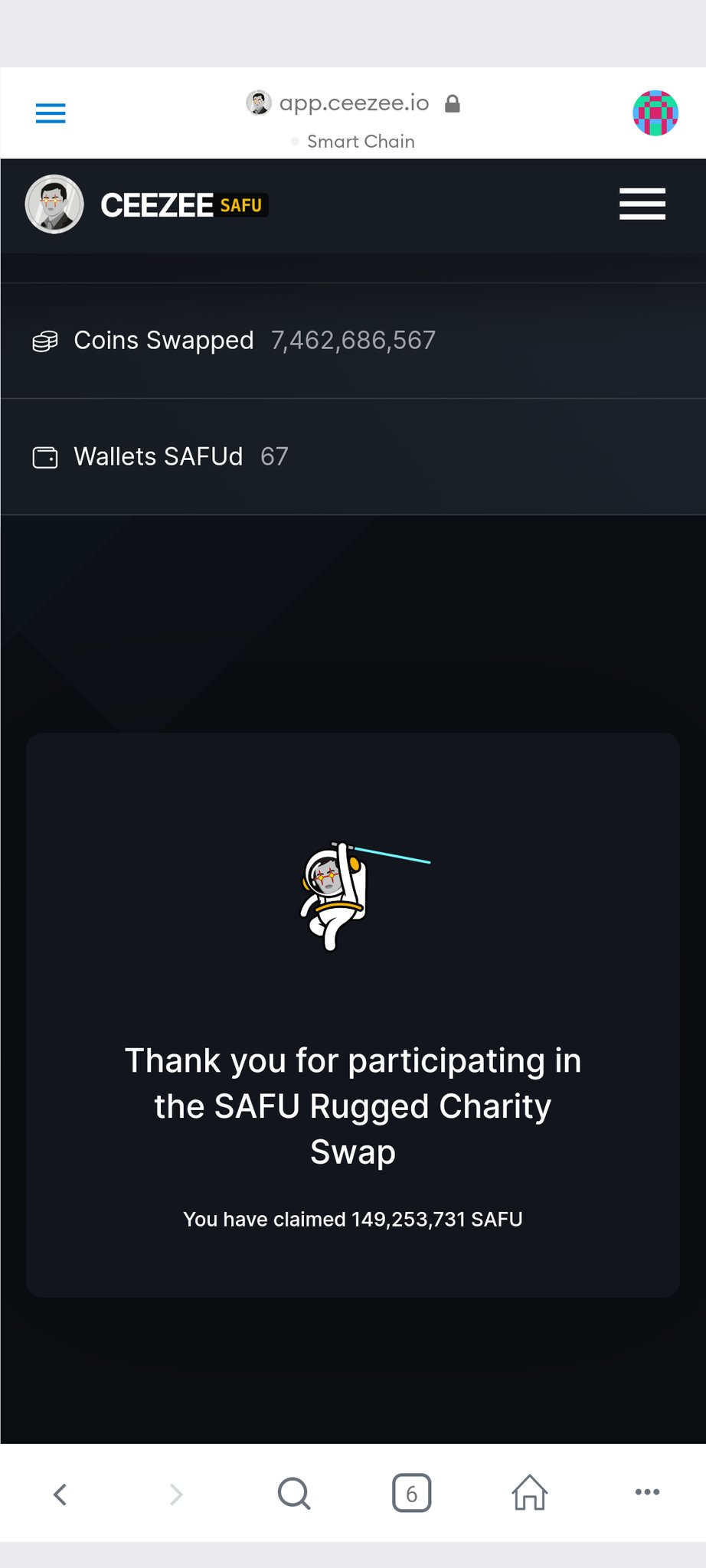 I got my share of charity... #SAFU @CeezeeSafu Thank you 🙏🚀 https://t.co/wvRZP8bHk3