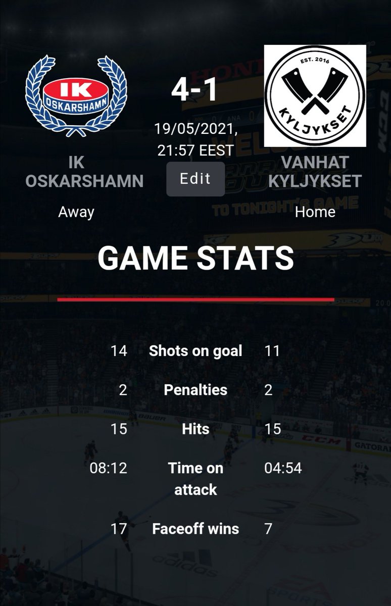 Two very important points tonight VS IK Oskarshamn. 

#ECL12 #NHLGamer