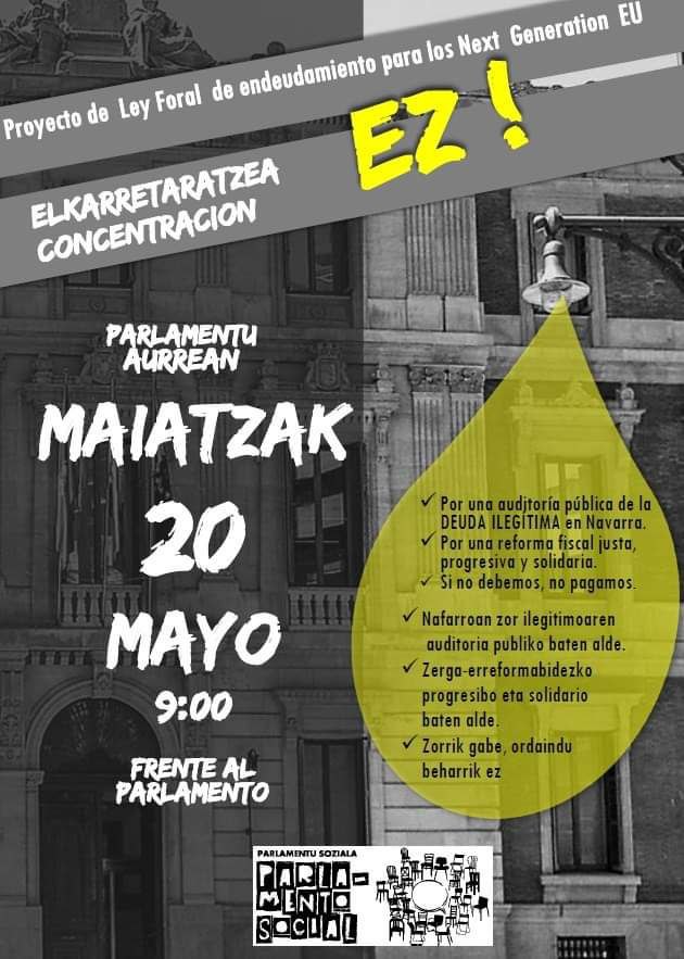 Por una auditoría pública de la deuda ilegítima. Por una reforma fiscal justa, progresiva y solidaria. Si no debemos, no pagamos.