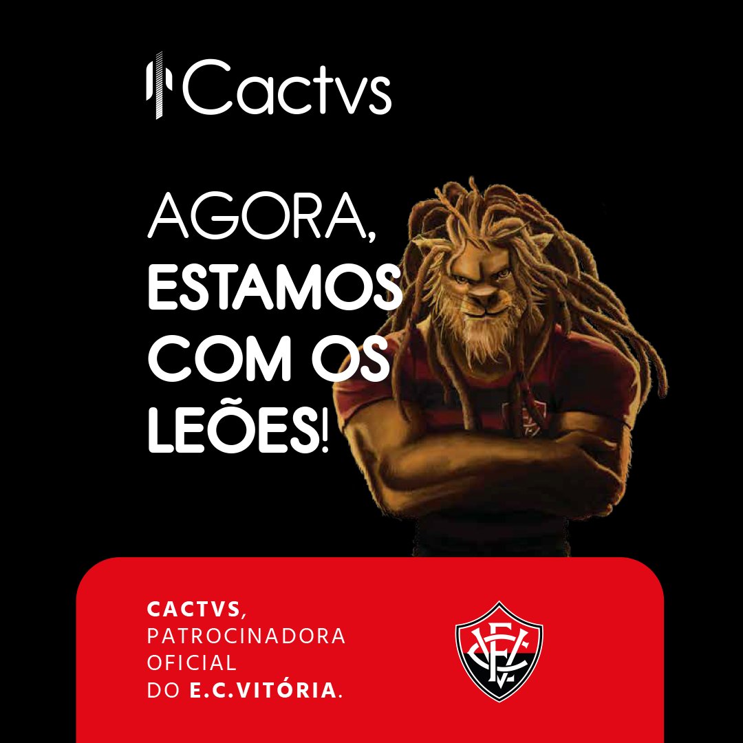 CactvsSa's tweet photo. Começa agora uma nova parceria! Cactvs e o @ecvitoria, juntos, para fazer o rubro-negro conquistar mais títulos e grandes resultados. Comemora, nação! 🦁🌵 #PegaLeão #SouNego #Cactvs https://t.co/hP9bcQRHHx