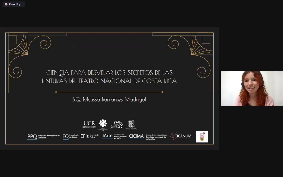 y la siguiente charla de la noche!
🖼 Reacciones Creativas 🧪
🗣 “Ciencia para revelar los secretos de las pinturas del Teatro Nacional de Costa Rica”
👉 Melissa Barrantes Madrigal
#PintCR #Pint21 #EsencialCostaRica