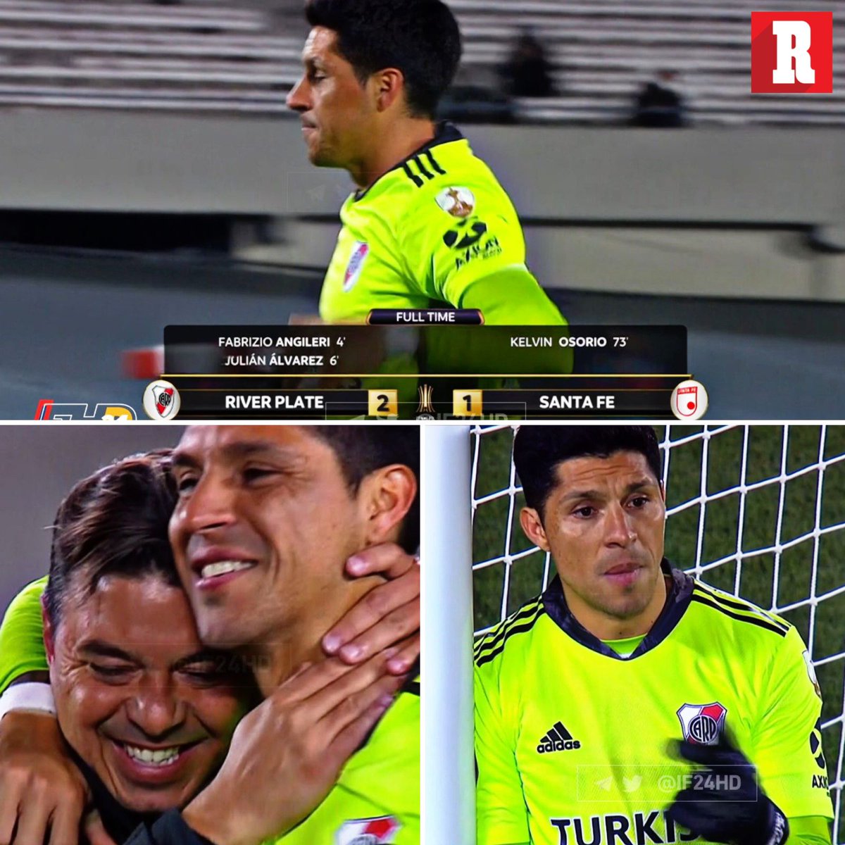 record_mexico's tweet photo. ¡LO LOGRARON!

River Plate le gana a Santa Fe en Copa Libertadores:

- Sin porteros
- Sin cambios
- Con Enzo Pérez como arquero improvisado y además lesionado 
- Líder de su grupo
- 4 atajadas y 1 duelo aéreo ganado por Enzo 

El abrazo con Gallardo lo dice todo... 🤩👏🏽 https://t.co/gdm7BUYvN4