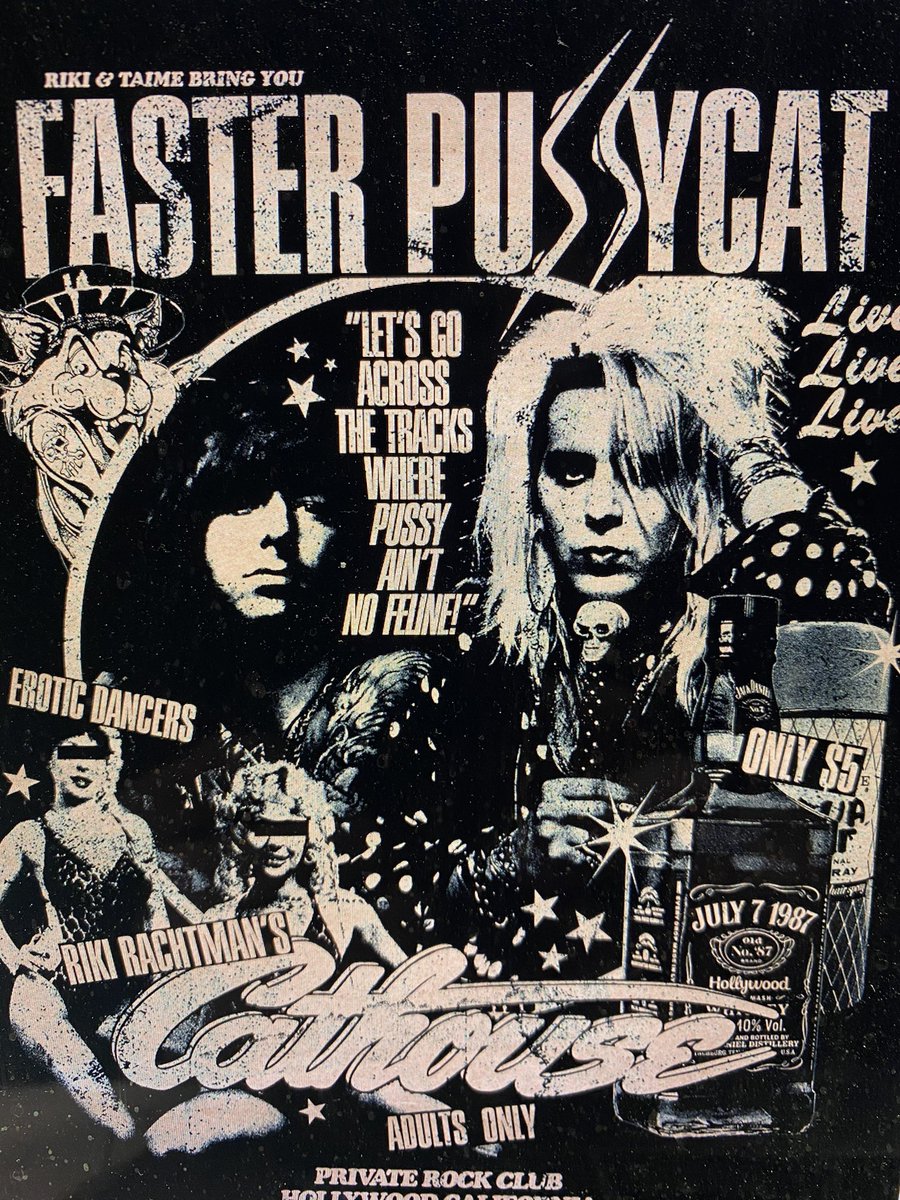 To celebrate the release of a NEW song from <a href="/fasterpussycat/">Faster Pussycat</a> we will release the very first #CathouseHollywood #fasterPussycat <a href="/fasttaime/">Taime Downe</a> #rikirachtman collaboration T on a burnout vintage shirt Details on Instagram.com/cathousehollyw…