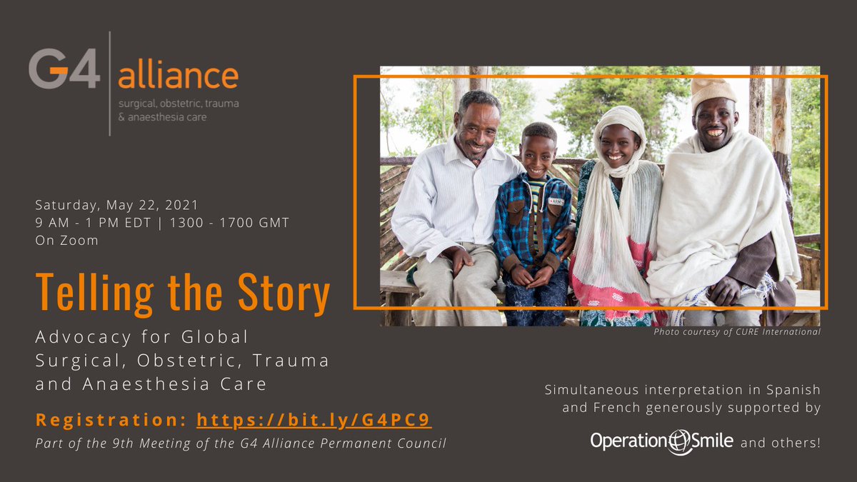 theG4Alliance's tweet photo. The agenda is posted for "Telling the Story: Advocacy for Global Surgical, Obstetric, Trauma and Anaesthesia Care"! We can't wait for you to join us for this exciting #GlobalSurgery event!

Learn more and register here: https://t.co/JYFC4aO0DE https://t.co/RFbDswk2HE