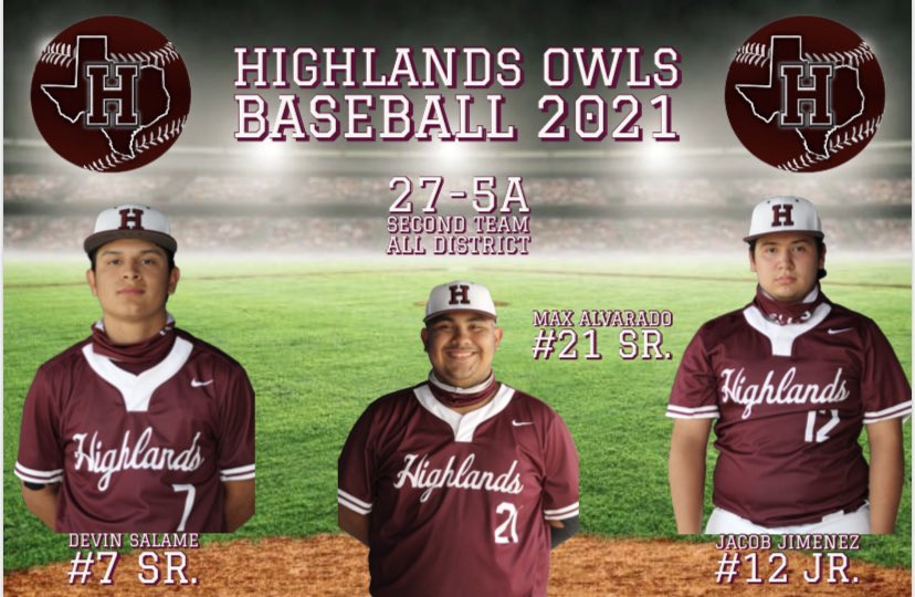 BaseballOwls's tweet photo. Congratulations to @sa_baller210 @devin7salame and Jacob Jimenez for being named to 27-5A All District 2nd Team. #WeWillBeBack #FlipThis @coachjuarez23 @CoachGAleman @HHSOwlAthletics @SAISDAthletics https://t.co/l0ki6GxnZM