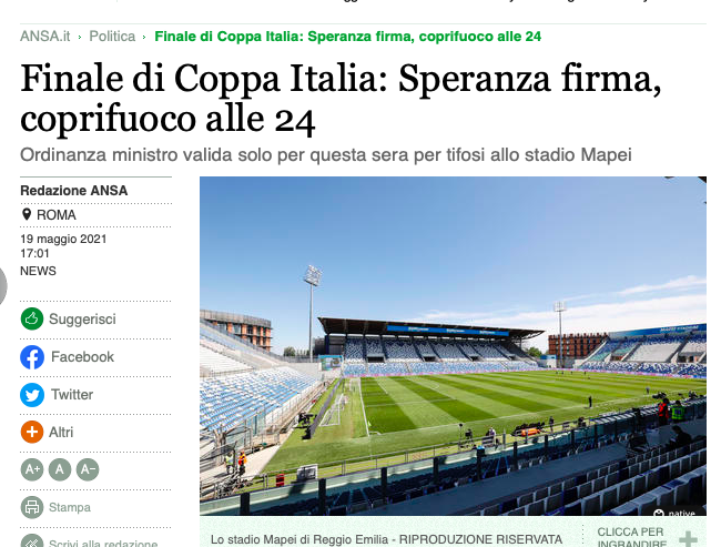 E' sconcertante. Il ministro Speranza dovrebbe spiegare la sua singolare decisione.A sentir lui, nei giorni scorsi, sembrava che portare il coprifuoco alle 24 fosse una follia da irresponsabili. Ora d'improvviso si scopre che si può, ma solo per una partita di calcio. E' serietà?