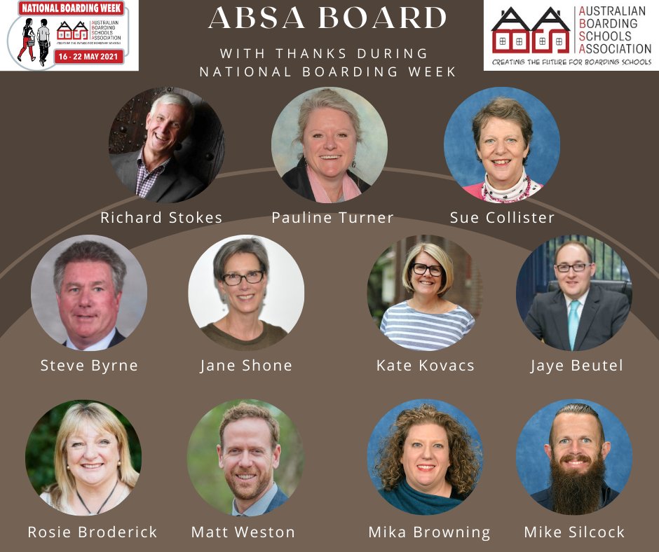 Day 5 of National Boarding Week gives us the opportunity to specially thank the ABSA Board who are always advocating, guiding and advising for the growth of ABSA and our Boarding Schools. 
We thank you for all of the hard work that you do.
#absa2021 #weloveboarding #NBW2021