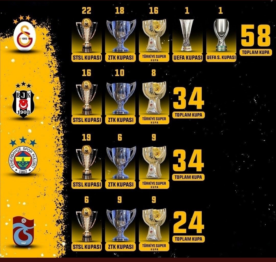 ErzenFesih's tweet image. sevmek zorunda değilsiniz ama saygı duymak zorundasınız @GalatasaraySK 

toplam kupa sayilari